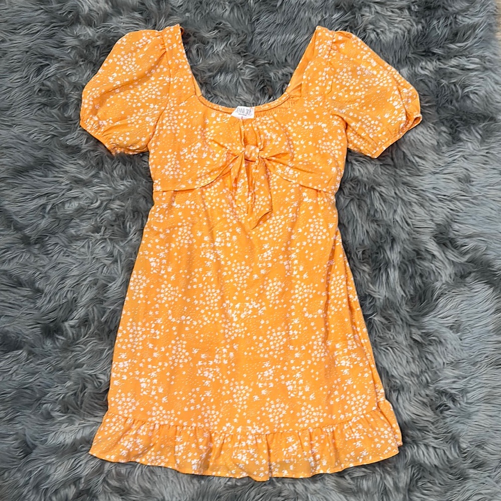 Orange floral dress